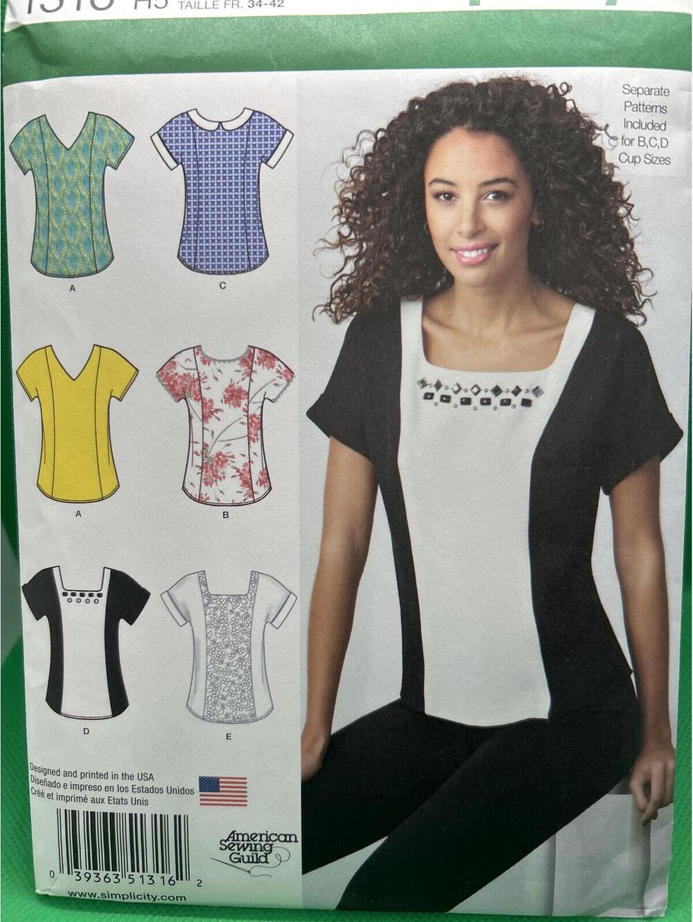 Simplicity American Sewing Guild Women's Top Pattern 1316 -box4